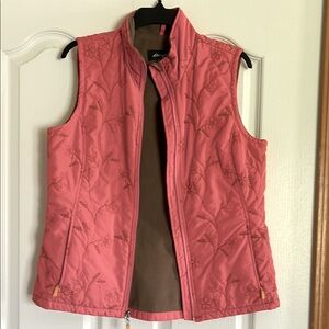 Eddie Bauer Coral Floral Quilted Hicking Vest with Stand-Up Collar